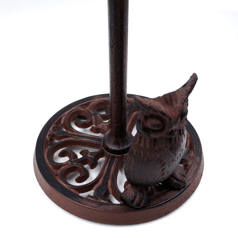 Jetland Vintage Standing Paper Towels Holder, Cast Iron Owl Kitchen Paper Stand with Non-slip Base, Antique Brown for Kitchen Bathroom Home Deco, Owl - Image 2